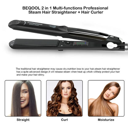 Lisseur Vapeur Céramique Professionnel 450°F – Chauffe Rapide, Vapeur Hydratante, Huile d’Argan