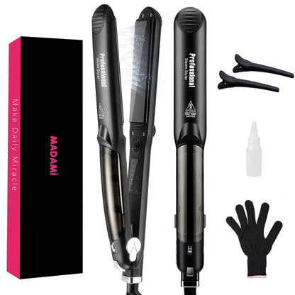 Lisseur Vapeur Céramique Professionnel 450°F – Chauffe Rapide, Vapeur Hydratante, Huile d’Argan