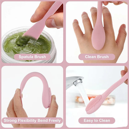 Brosse Nettoyante Visage Double Face en Silicone – Nettoyage & Application de Masque