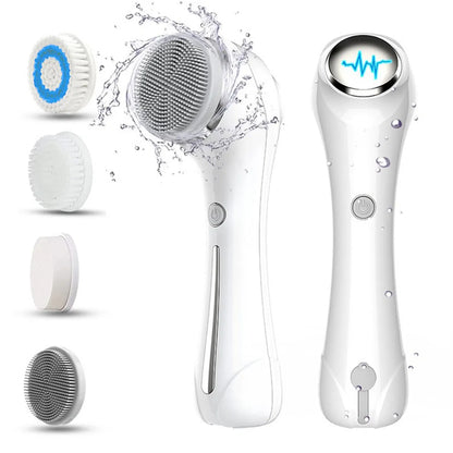 Brosse Nettoyante Visage Sonique Rechargeable – Étanche IPX7 avec 5 Têtes Interchangeables