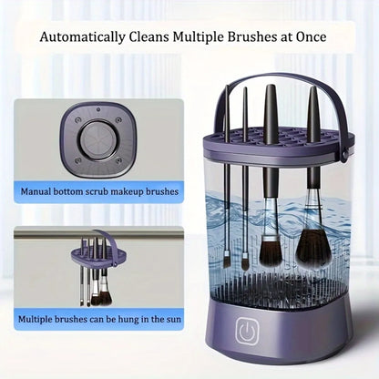 Automatic Electric Makeup Brush Cleaner Rechargeable 3 In 1 Type C-Charging Cosmetic Brush Washing Drying Washing Tools Machine