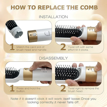 Brosse Coiffante Électrique 5-en-1 – Air Chaud, Lisseur, Boucleur Automatique, Outil de Coiffure Multifonction