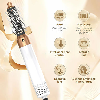 Brosse Coiffante Électrique 5-en-1 – Air Chaud, Lisseur, Boucleur Automatique, Outil de Coiffure Multifonction