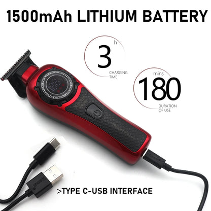 Kemei KM-999 Tondeuse Cheveux Homme – Professionnelle, Lame T DLC, Zéro Gap, USB, Écran LED