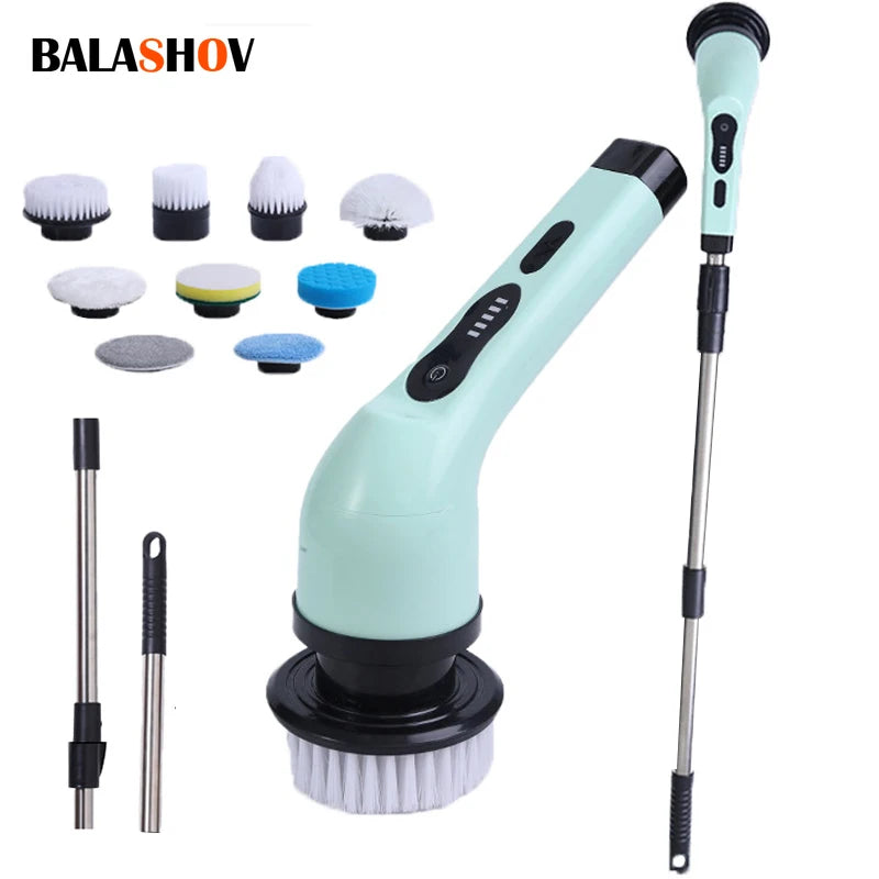 Brosse de Nettoyage Électrique 9-en-1 – Nettoyeur Rotatif pour Cuisine, Salle de Bain et Maison