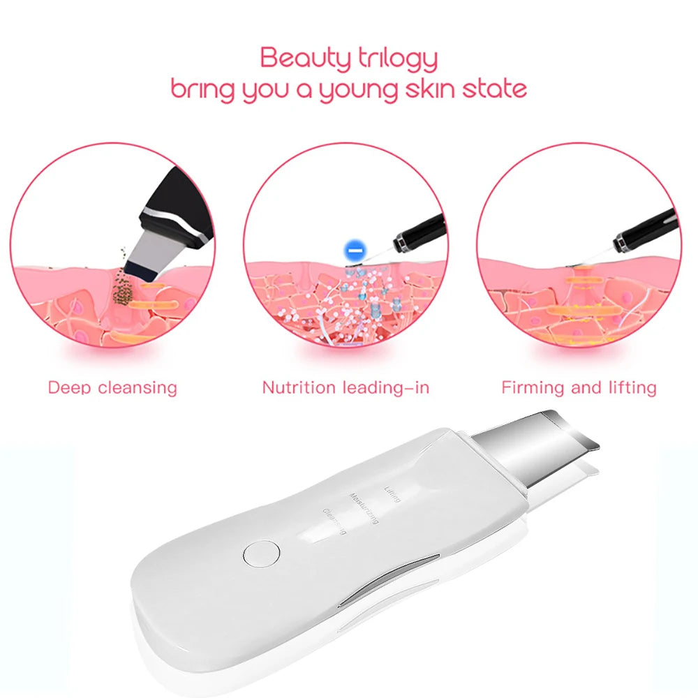 Spatule Ultrasonique Nettoyante Visage – Peeling, Nettoyage Profond, Anti-Points Noirs et Massage Facial