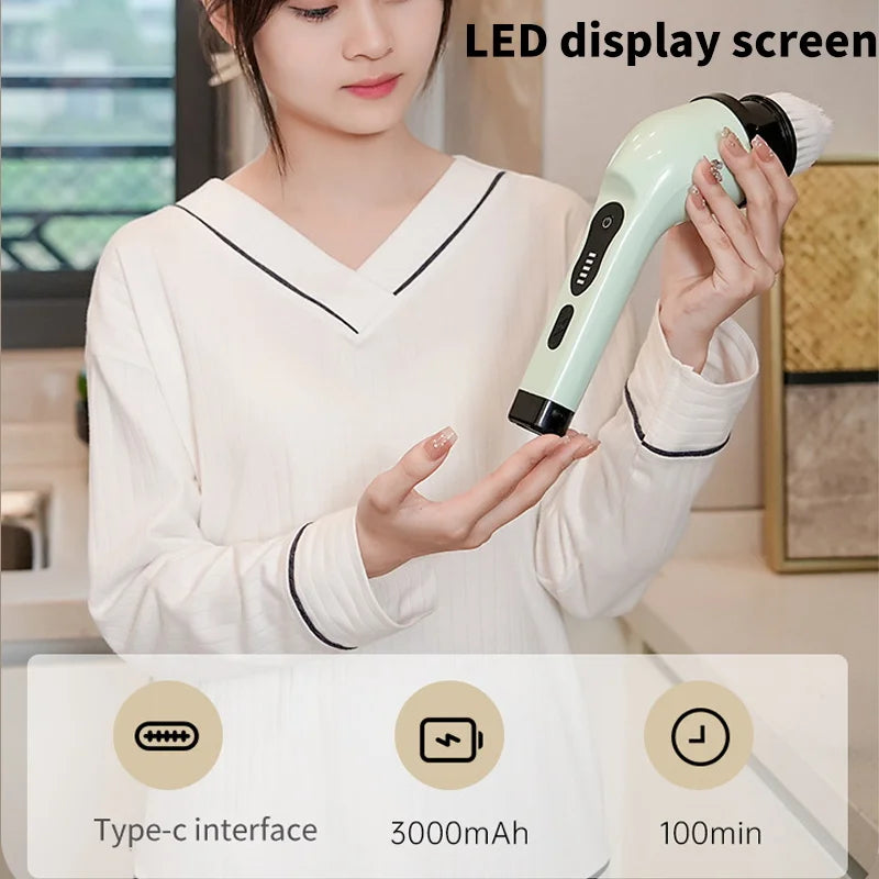 Brosse de Nettoyage Électrique 9-en-1 – Nettoyeur Rotatif pour Cuisine, Salle de Bain et Maison