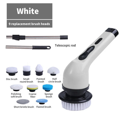 Brosse de Nettoyage Électrique 9-en-1 – Nettoyeur Rotatif pour Cuisine, Salle de Bain et Maison