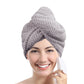 Solid Color Hair Towel Turban – Absorbent Textured Hair Drying Cap with Button, 25 × 65 cm Hair Accessory for Women