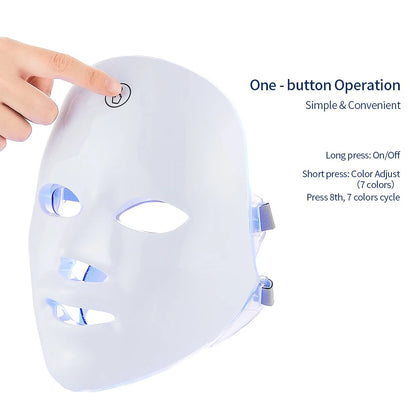 Masque Facial LED Rechargeable – 7 Couleurs Photon, Anti-Âge, Lifting, Soin de la Peau à Domicile