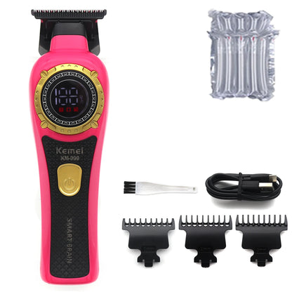 Kemei KM-999 Tondeuse Cheveux Homme – Professionnelle, Lame T DLC, Zéro Gap, USB, Écran LED