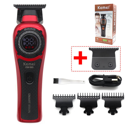 Kemei KM-999 Tondeuse Cheveux Homme – Professionnelle, Lame T DLC, Zéro Gap, USB, Écran LED