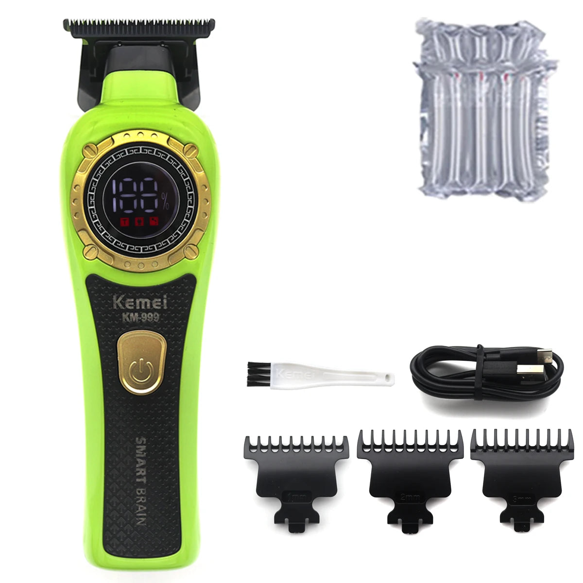 Kemei KM-999 Tondeuse Cheveux Homme – Professionnelle, Lame T DLC, Zéro Gap, USB, Écran LED