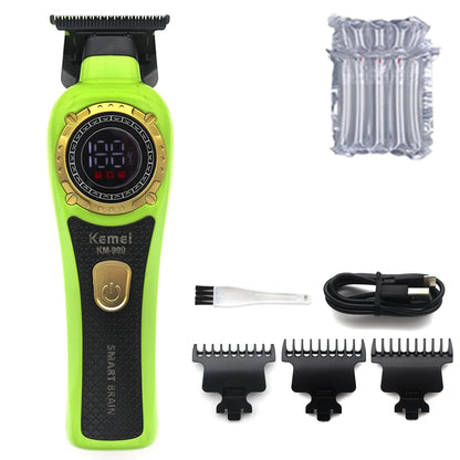 Kemei KM-999 Tondeuse Cheveux Homme – Professionnelle, Lame T DLC, Zéro Gap, USB, Écran LED