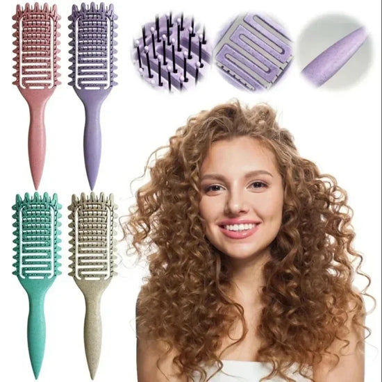 Curly Hair Detangling & Styling Brush – 3-in-1 Curl Definition, Vented Design for Wet & Dry Hair