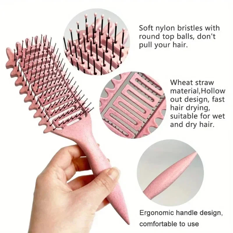 Brosse Démêlante Cheveux Bouclés – Définition des Boucles, Design Aéré, Cheveux Mouillés ou Secs