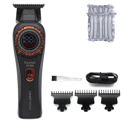 Kemei KM-999 Tondeuse Cheveux Homme – Professionnelle, Lame T DLC, Zéro Gap, USB, Écran LED