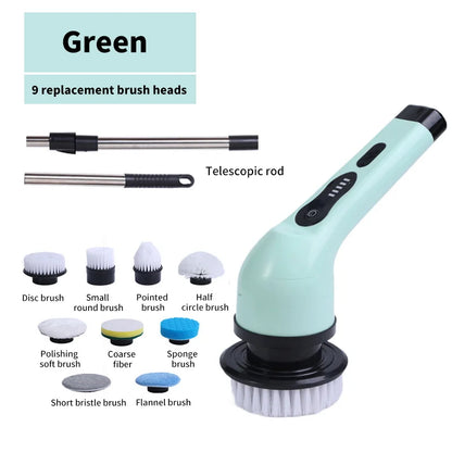 Brosse de Nettoyage Électrique 9-en-1 – Nettoyeur Rotatif pour Cuisine, Salle de Bain et Maison