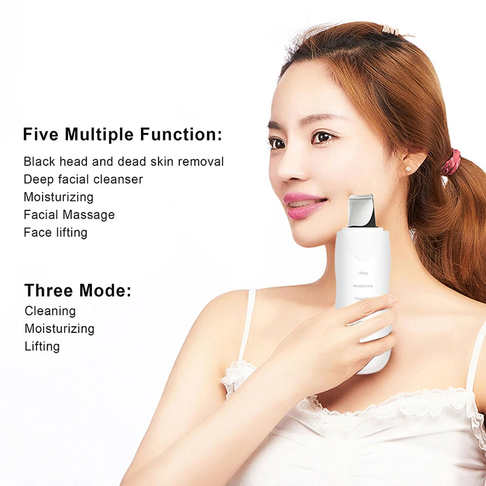 Spatule Ultrasonique Nettoyante Visage – Peeling, Nettoyage Profond, Anti-Points Noirs et Massage Facial