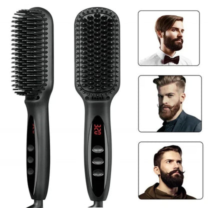 Brosse Lissante Électrique pour Barbe – Peigne Chauffant Anti-Brûlure, Céramique, Lissage Facile