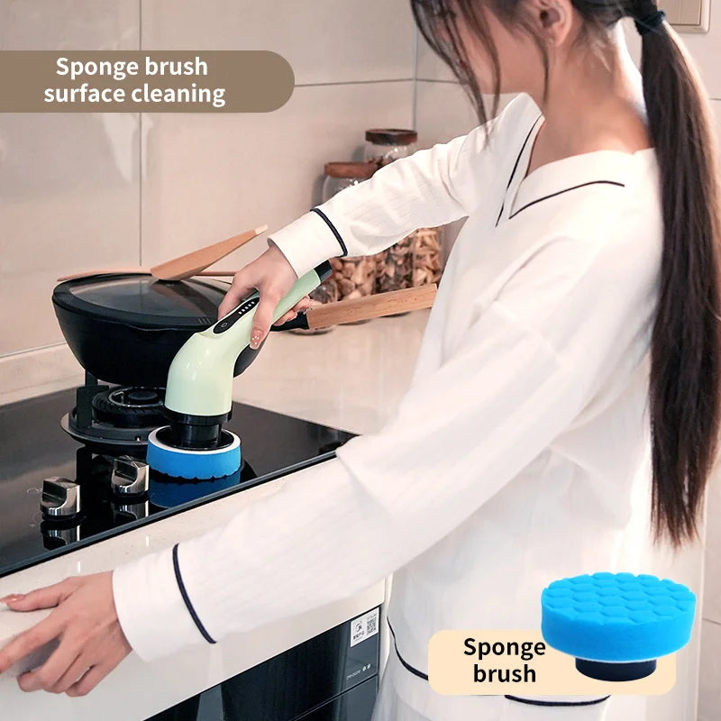 Brosse de Nettoyage Électrique 9-en-1 – Nettoyeur Rotatif pour Cuisine, Salle de Bain et Maison