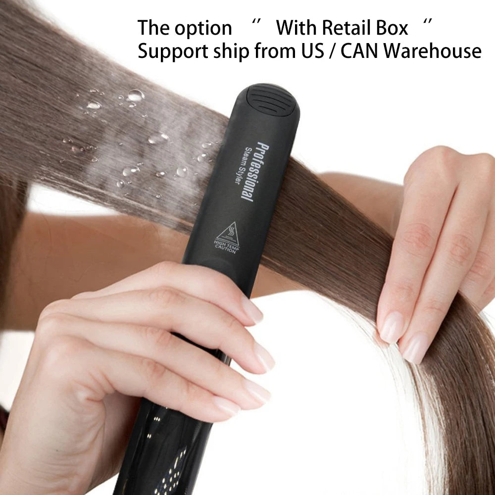 Lisseur Vapeur Céramique Professionnel 450°F – Chauffe Rapide, Vapeur Hydratante, Huile d’Argan